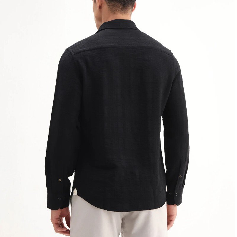 REGULAR FIT CHECKED PRINT SHIRT VAXO - BLACK