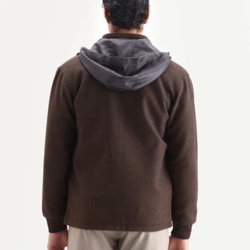 HIGH WINTER TEXTURED DETACHABLE HOODED JACKET MERON-25 - DARK BROWN